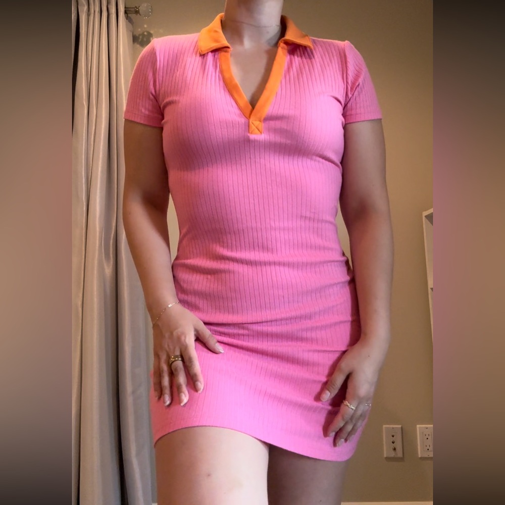 Pink and orange bodycon dress